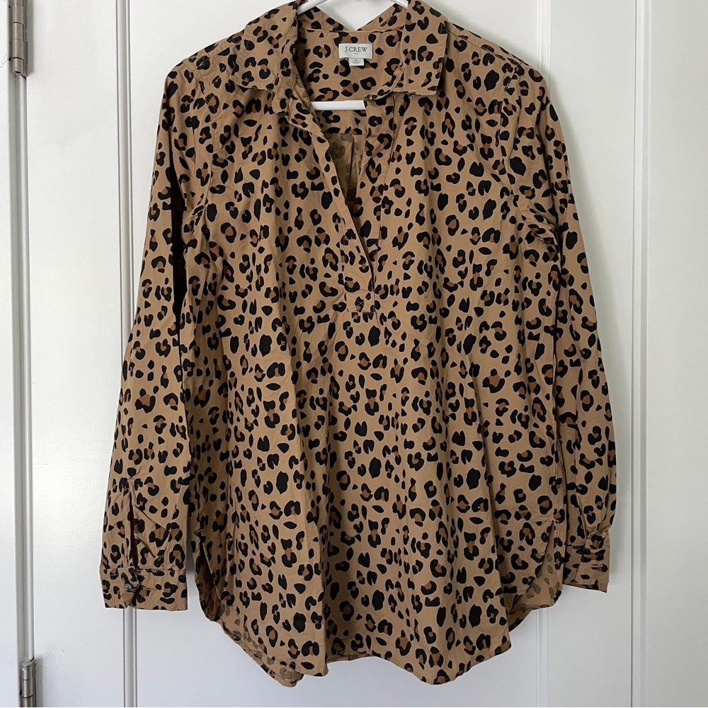 J. Crew Factory Leopard Print Popover Top - image 2